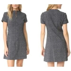 Theory Apalia Black White‎ Tweed Sheath Dress 4 Short Sleeve Classic Minimalist